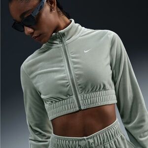 Nike Light Green Velour Crop Jacket